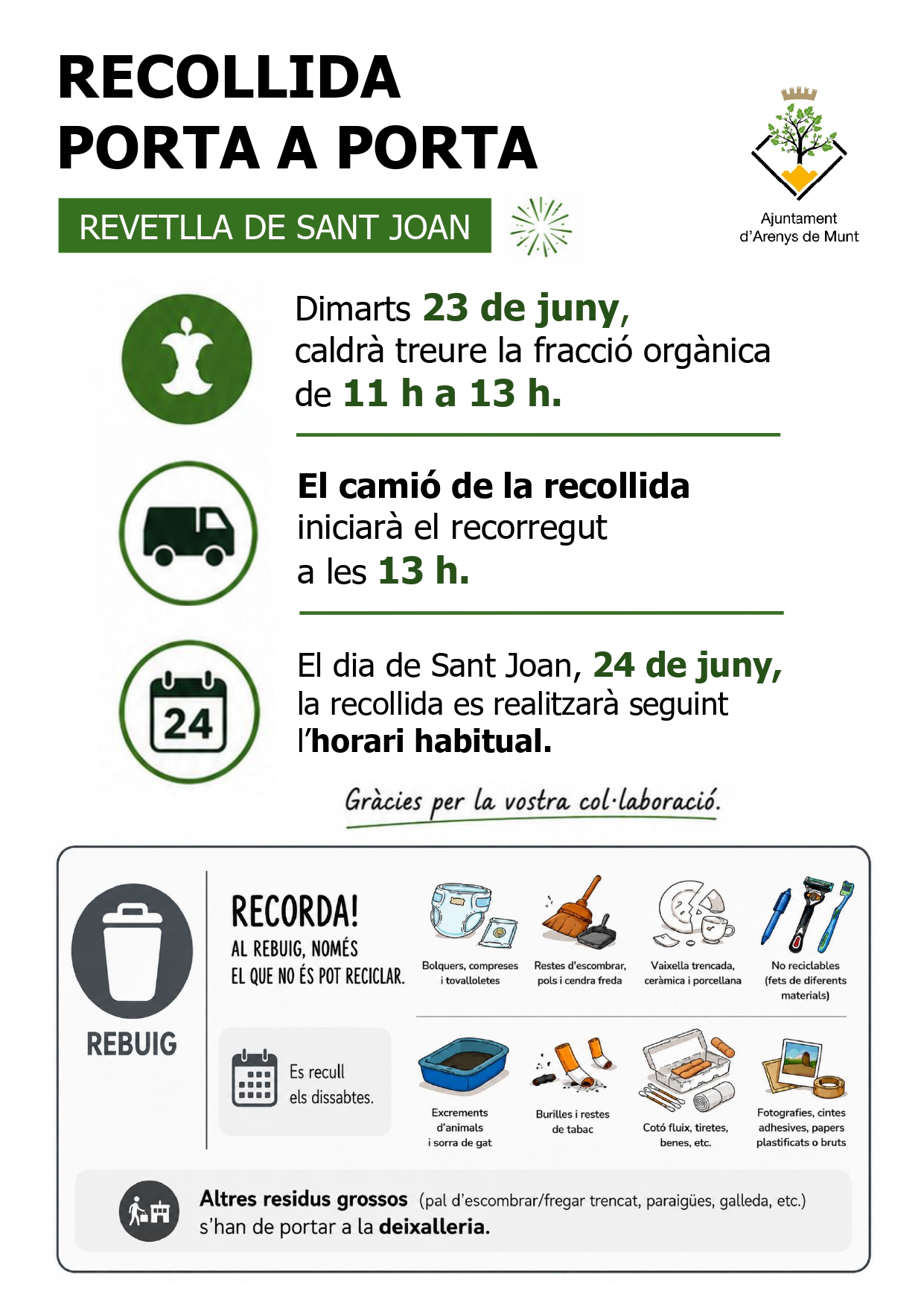 Recollida escombraries Revetlla de Sant Joan
