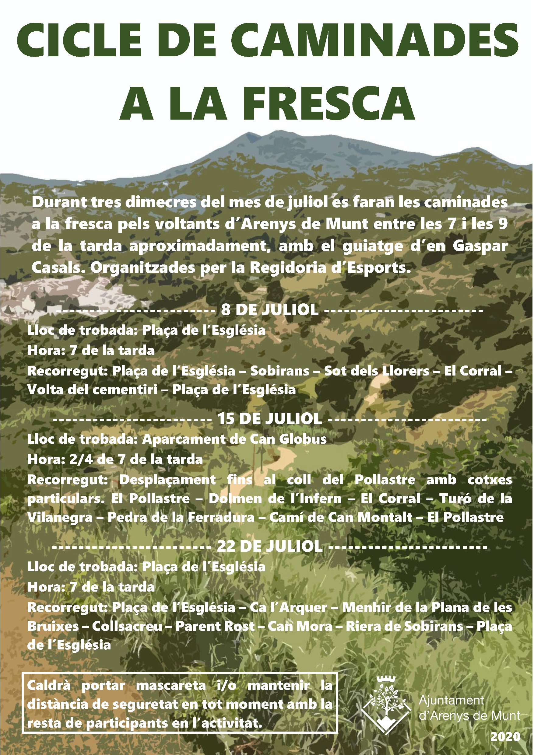 Cartell Cicle de Caminades a la Fresca juliol 2020