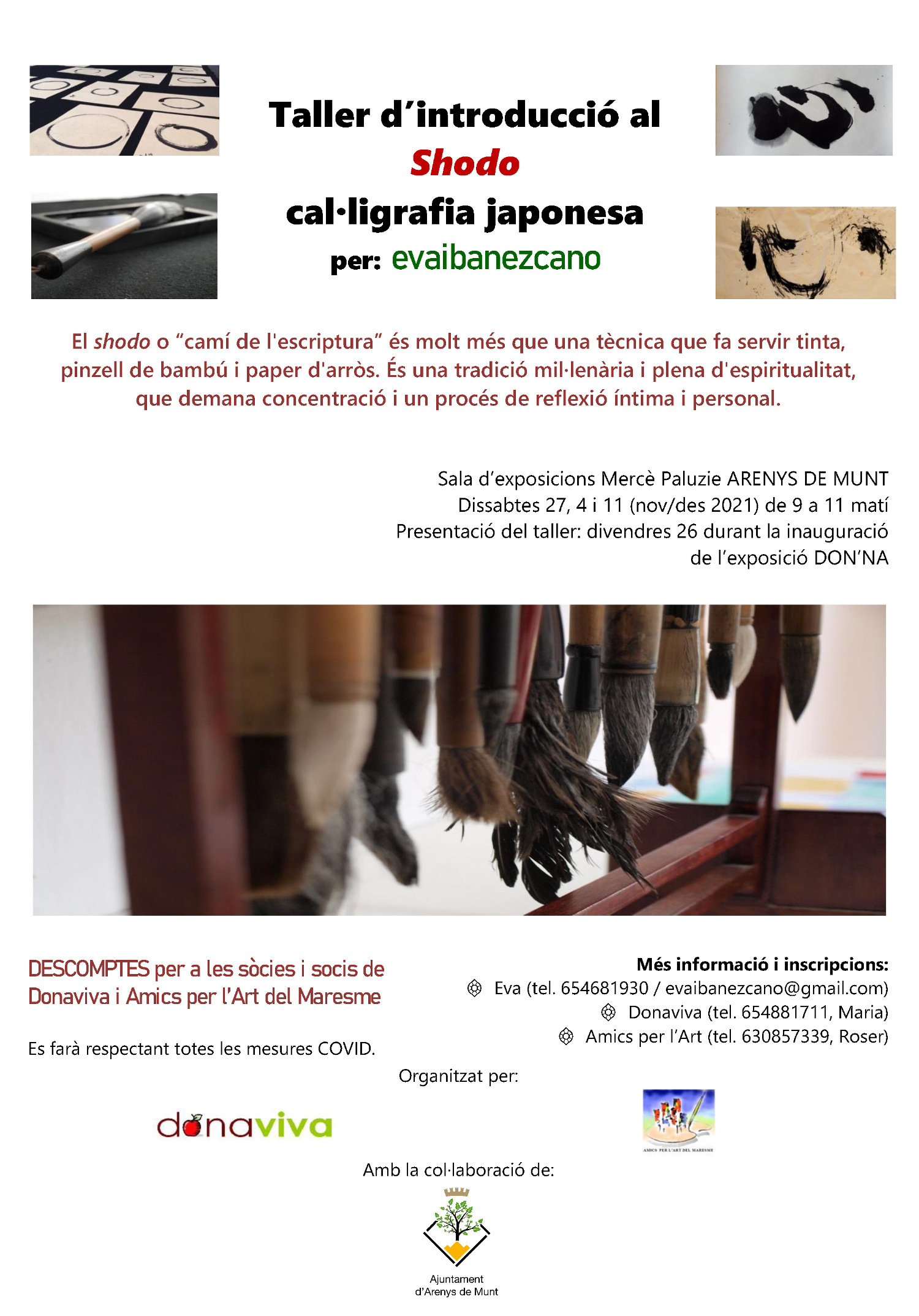 Cartell Taller de shodo Amics per l'Art i Donaviva novembre 2021