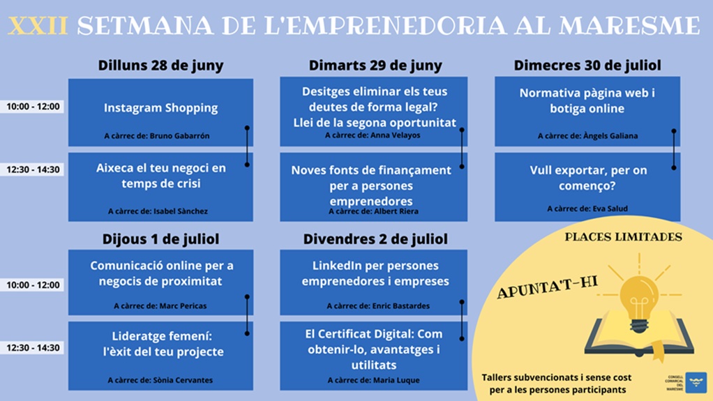 XXII Setmana de l'Emprenedoria al Maresme en línia