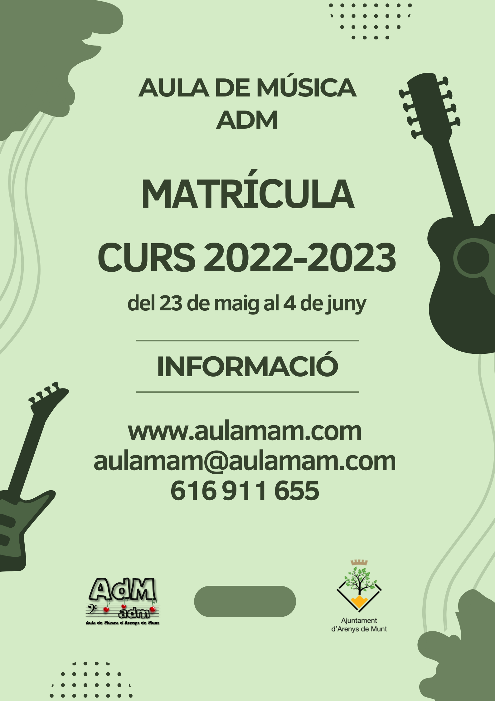 Cartell Matrícula Aula de Música 2022-2023