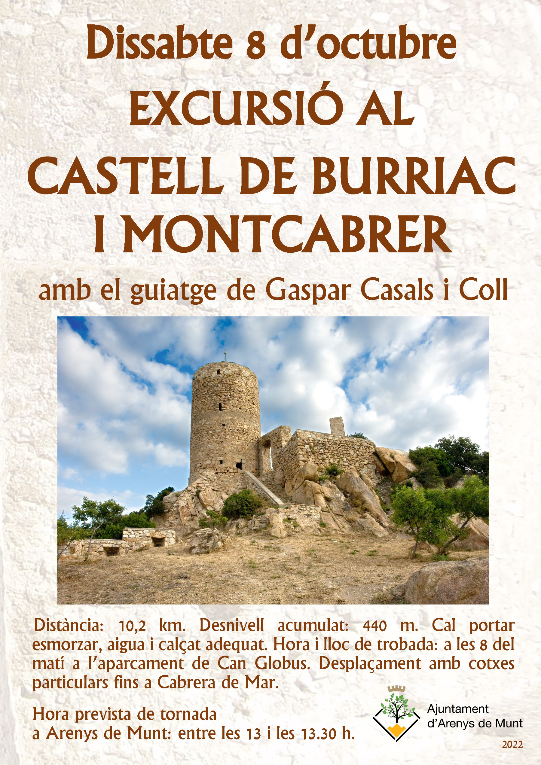 Cartell Excursió Castell de Burriac i Montcabrer 8-10-22
