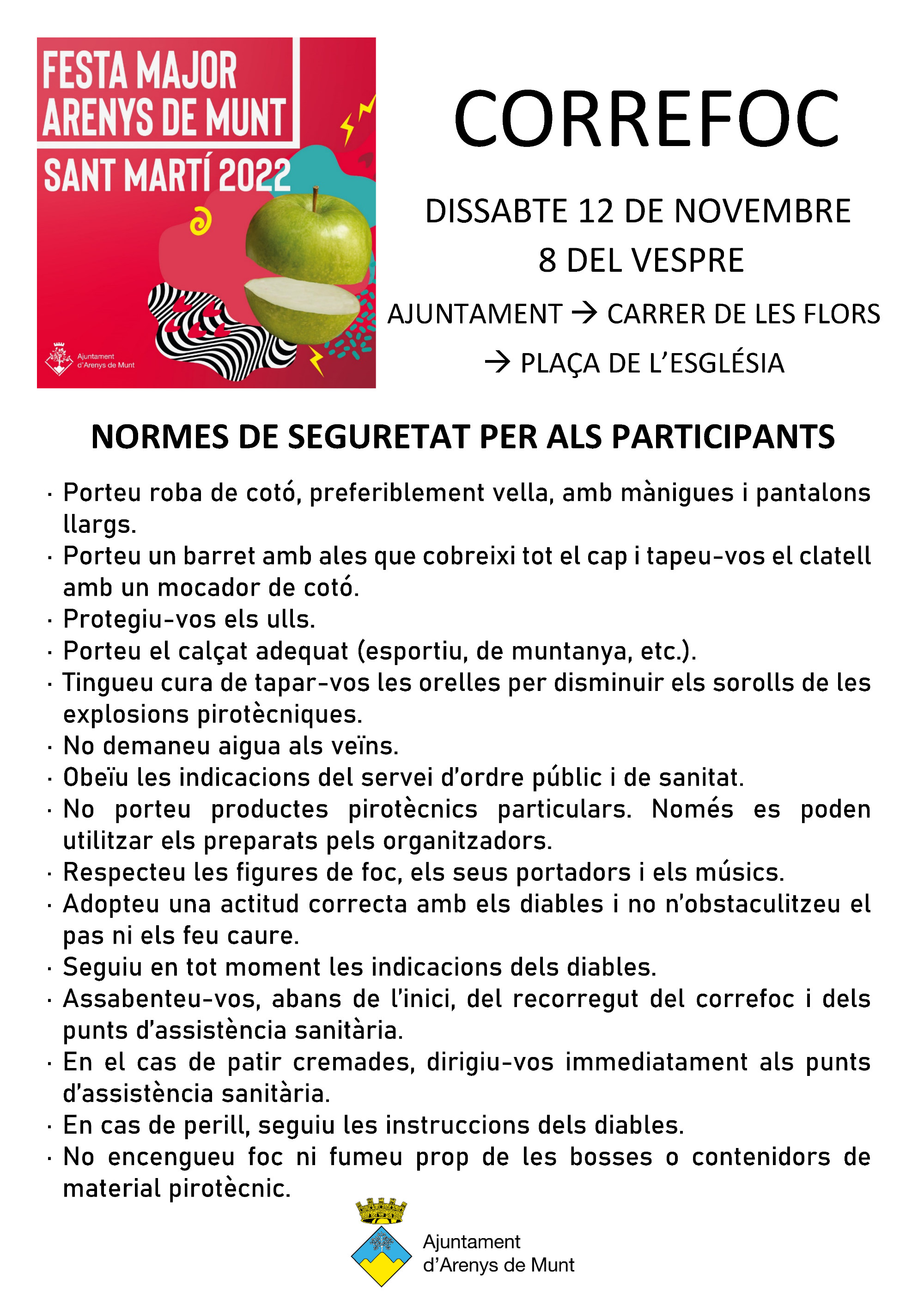 Cartell Normes de seguretat per al Correfoc 2022 (participants)