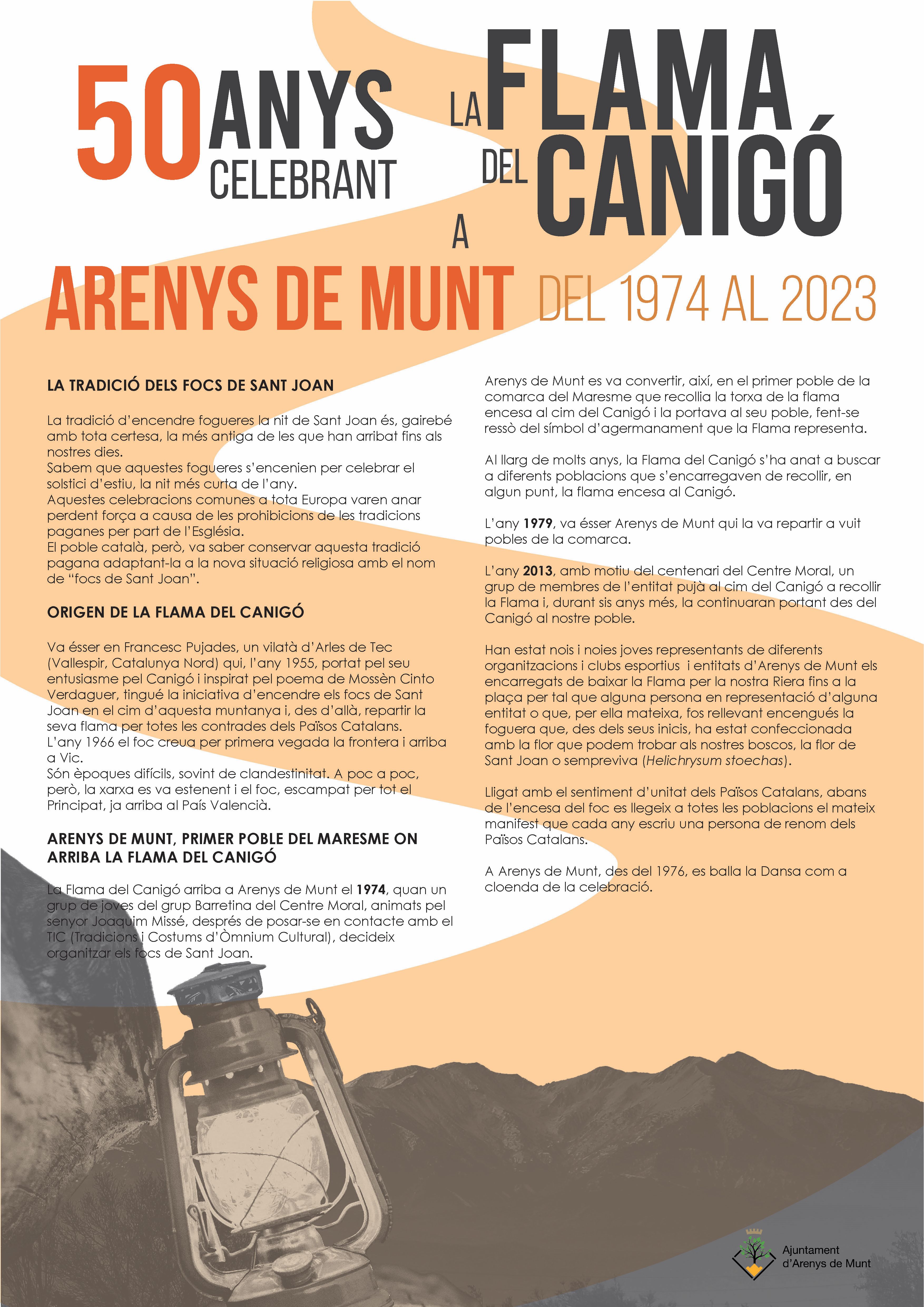Cartell Cinquanta anys de la Flama del Canigó a Arenys de Munt