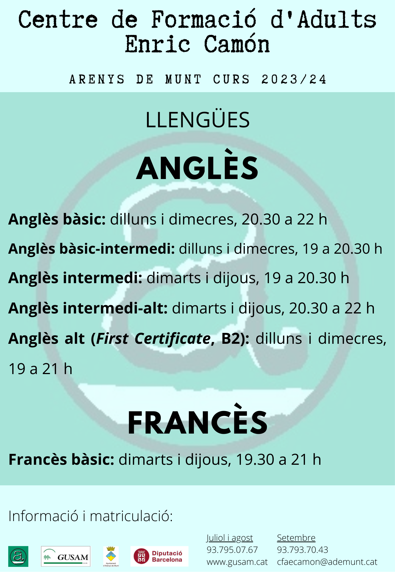Cartell CFA Enric Camón 2023-24 - Anglès i francès