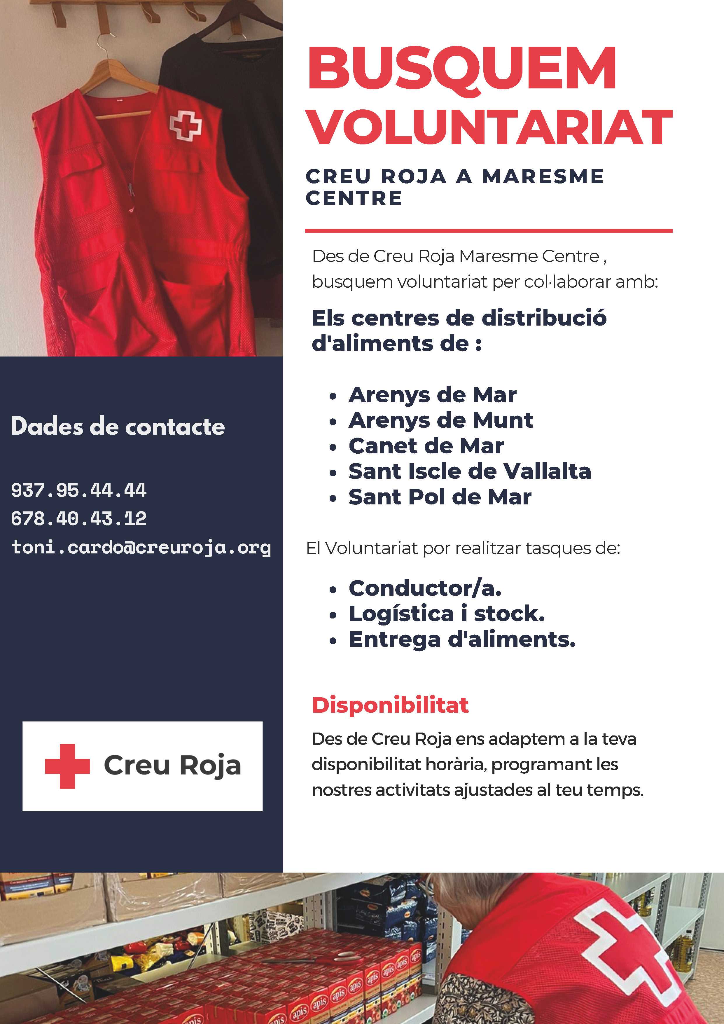 Cartell Creu Roja Voluntariat Centres de Distribució d'Aliments