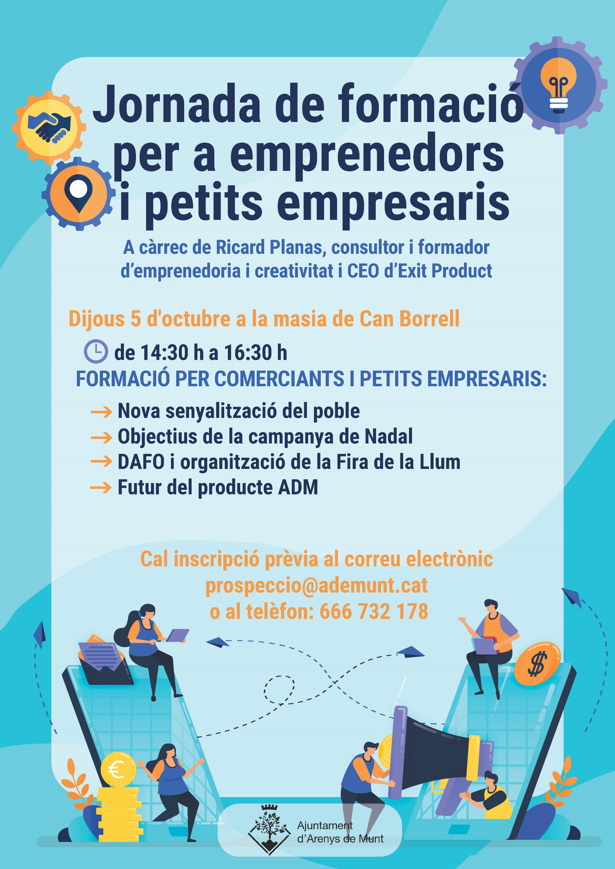 Cartell Jornada de formació per a emprenedors i petits empresaris 5-10-23