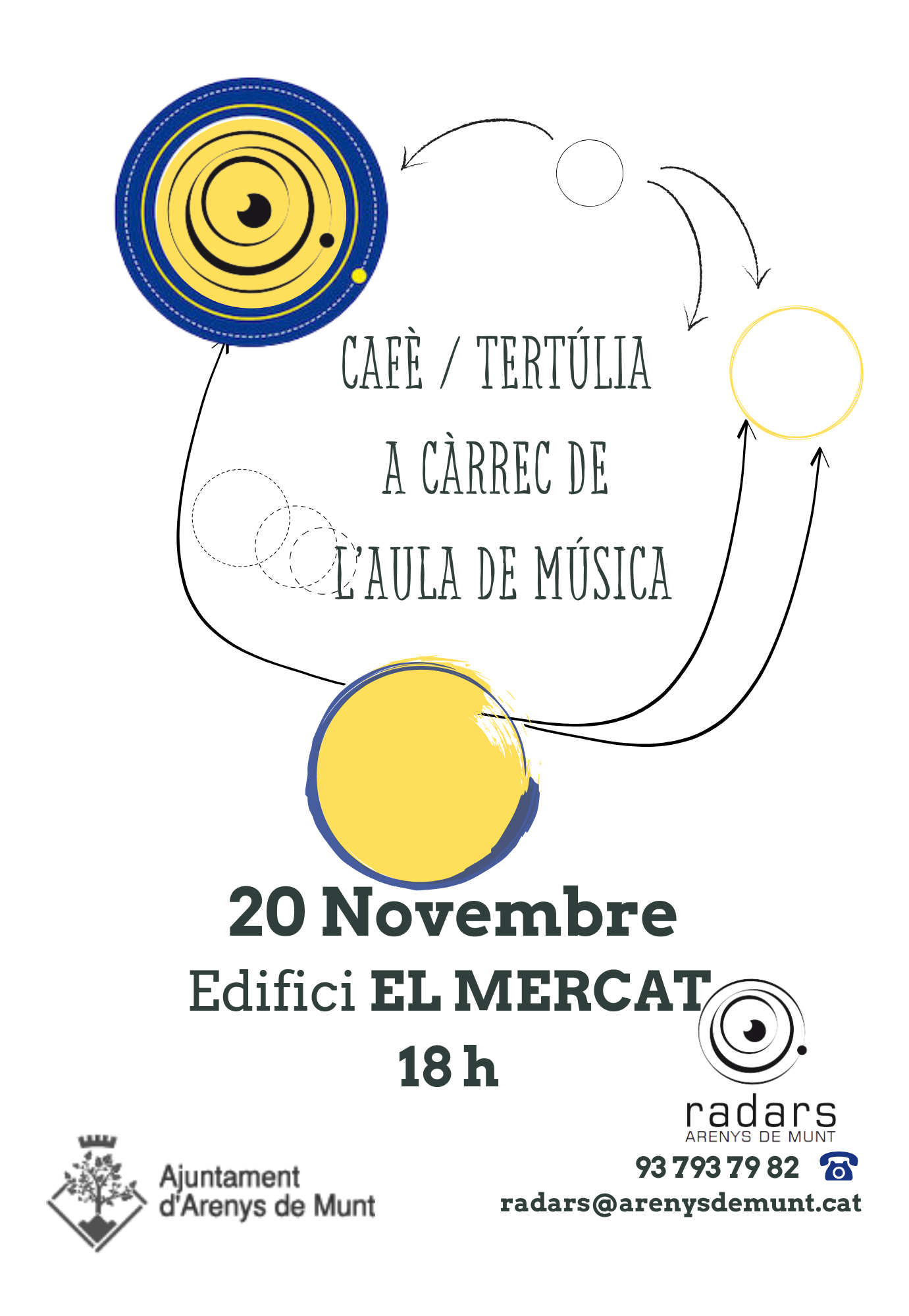 Cartell Cafè tertúlia amb l'Aula de Música Radars 20-11-24