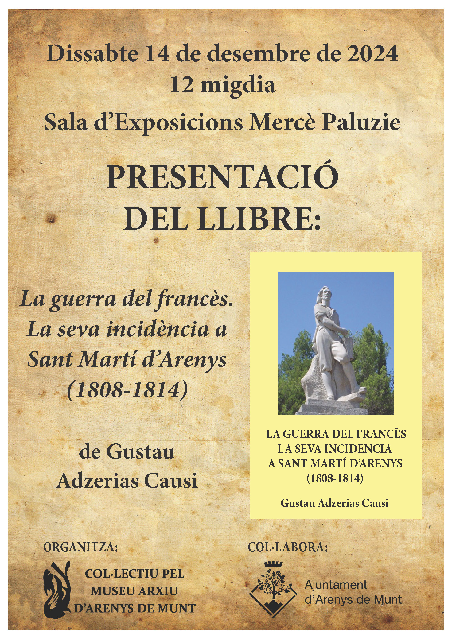 Cartell Presentació llibre 'La guerra del francès' de Gustau Adzerias