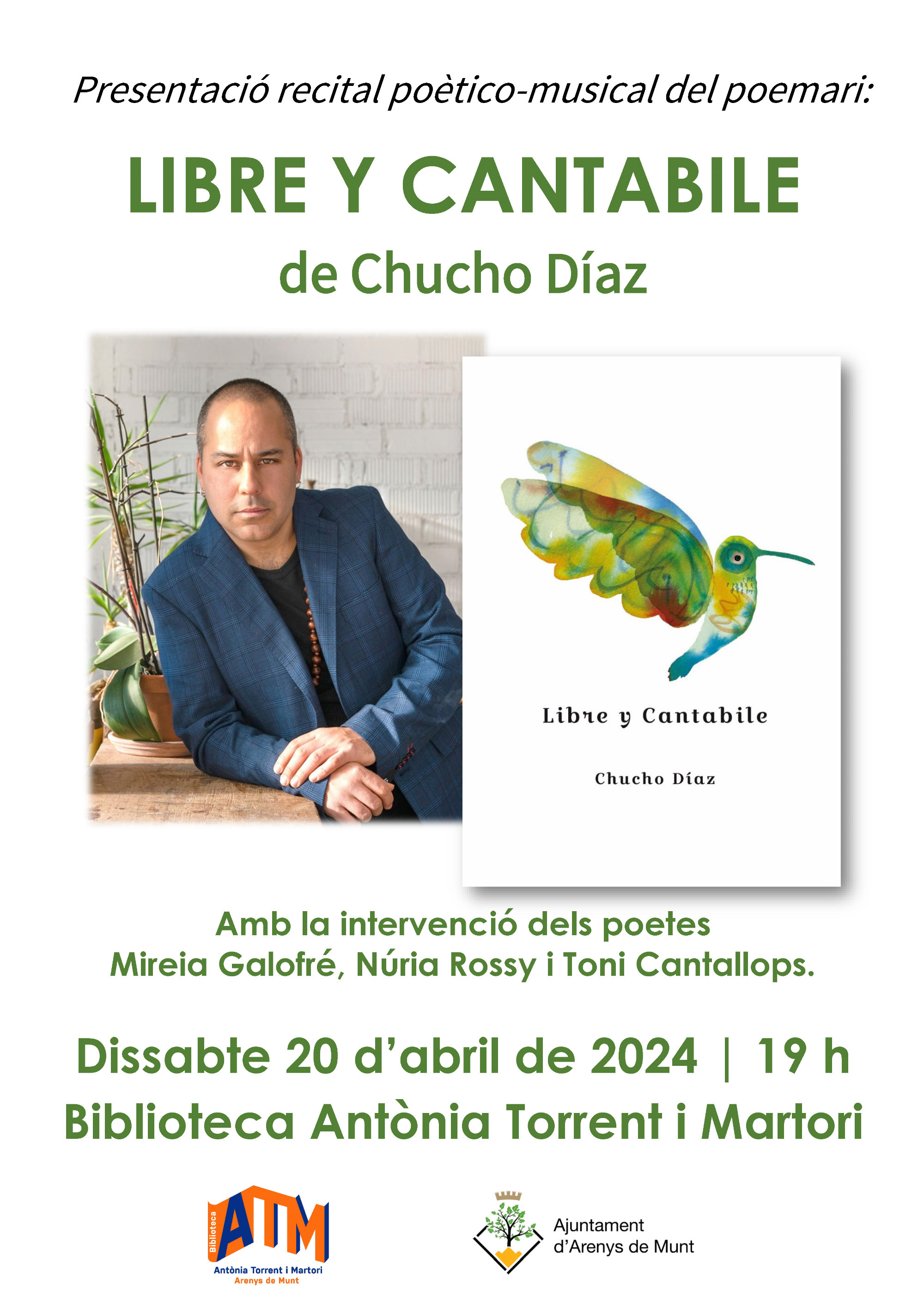 Cartell Presentació llibre 'Libre y Cantabile' de Chucho Díaz 20-4-24