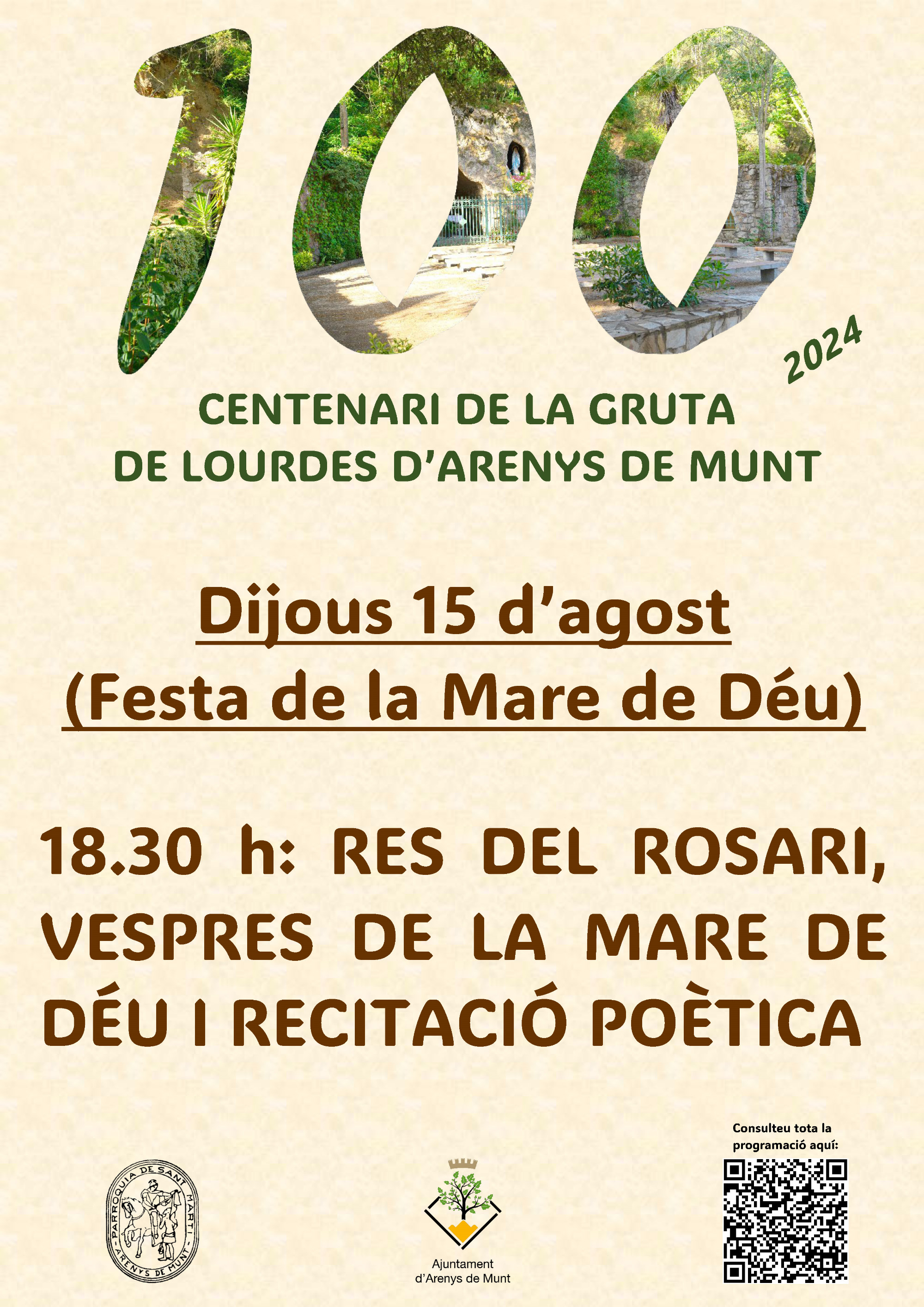 Cartell Centenari de la Gruta de Lourdes 24-08-15