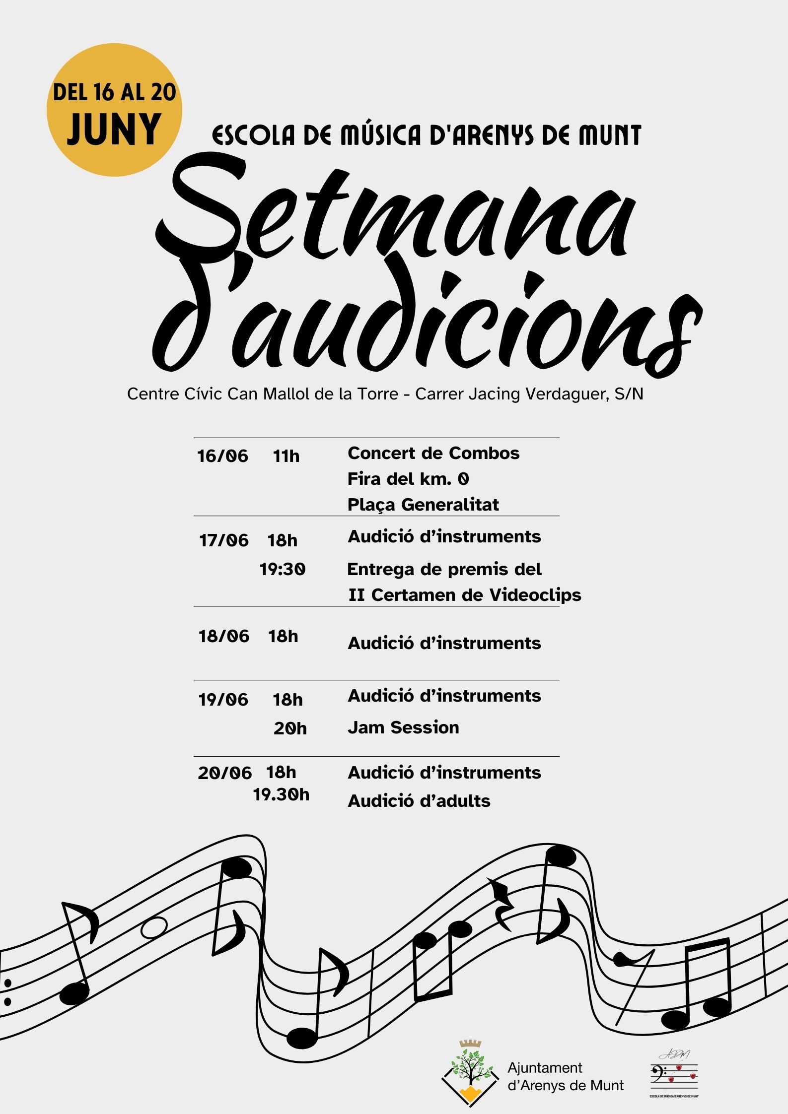 Cartell Setmana d'Audicions Escola de Música juny 2024