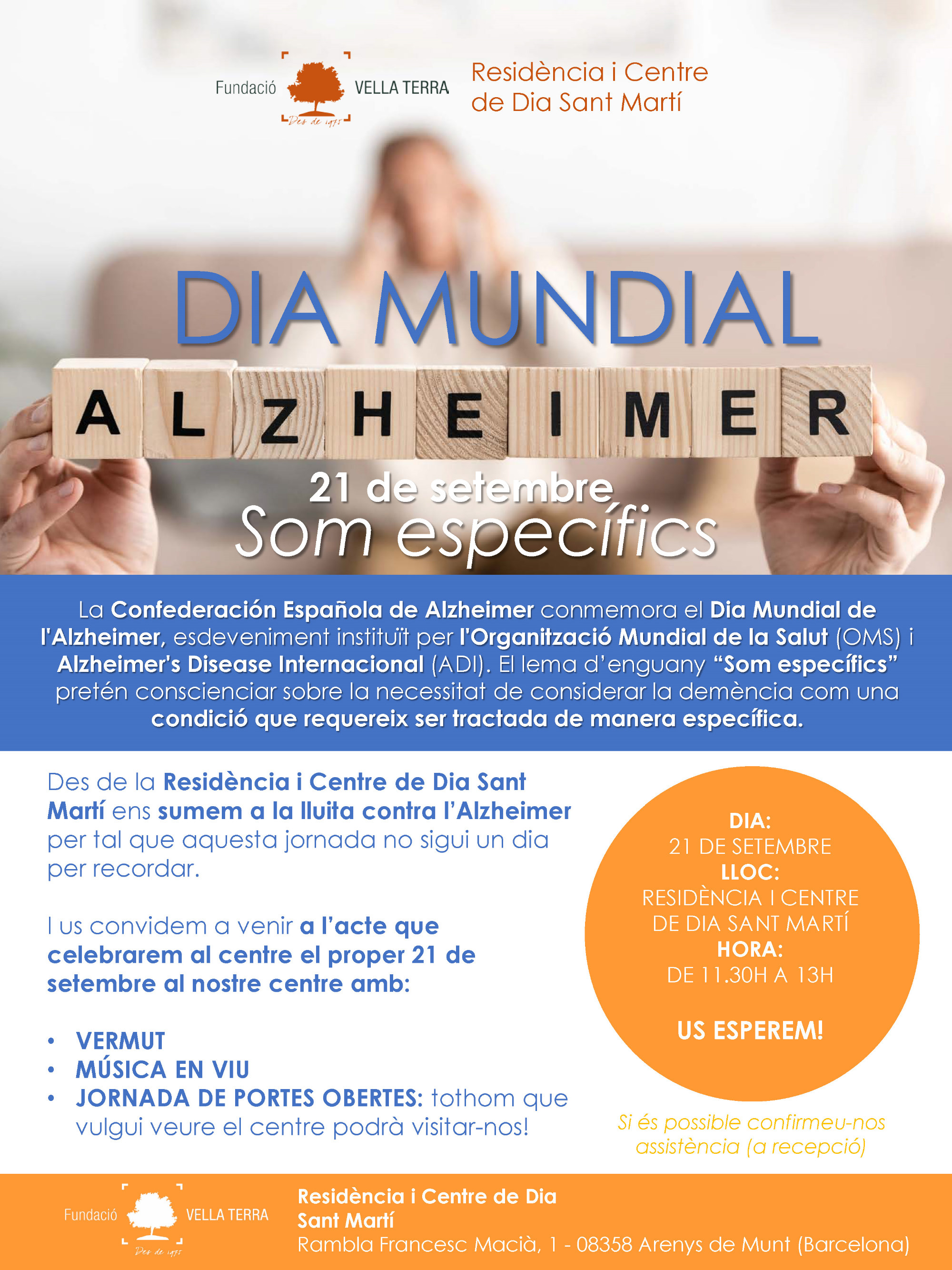 Cartell Dia Mundial de l'Alzheimer Residència Sant Martí 21-9-24
