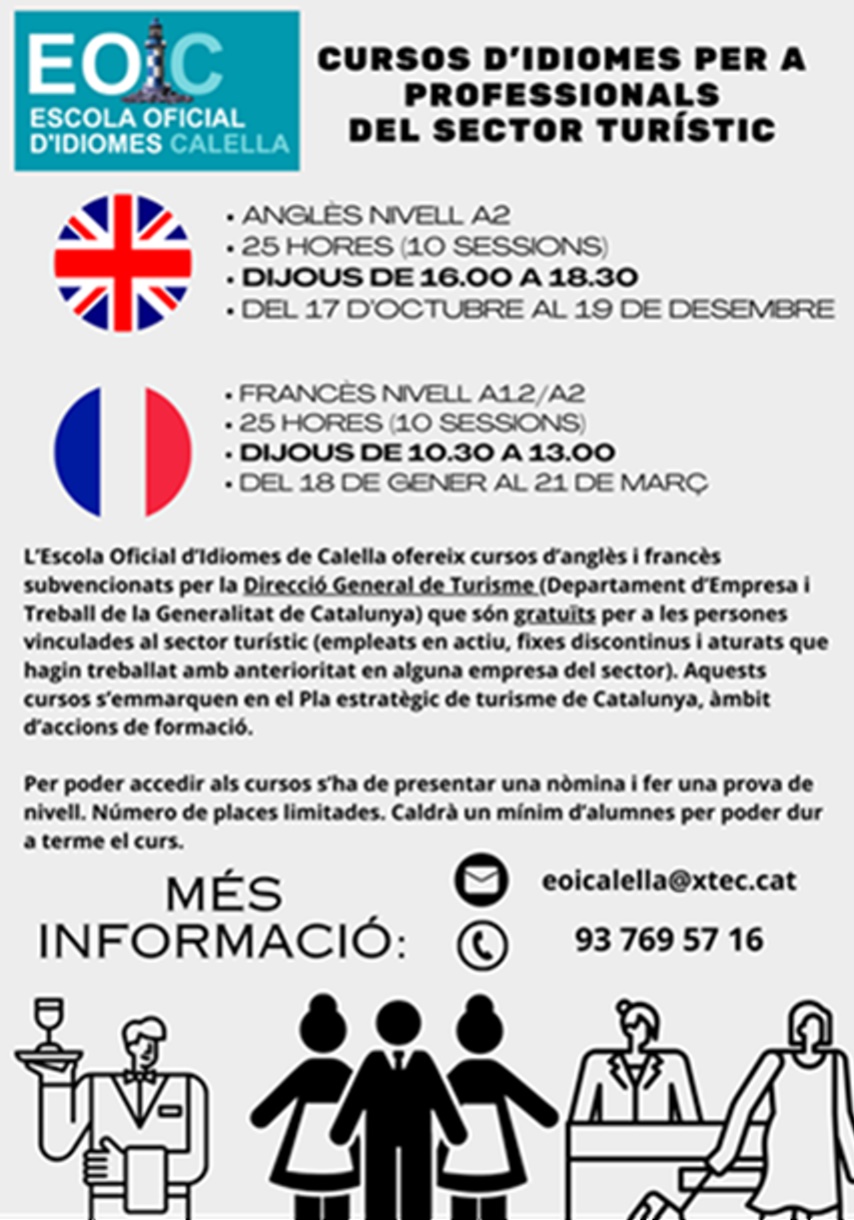 Cartell Cursos d'idiomes per a professionals del sector turístic