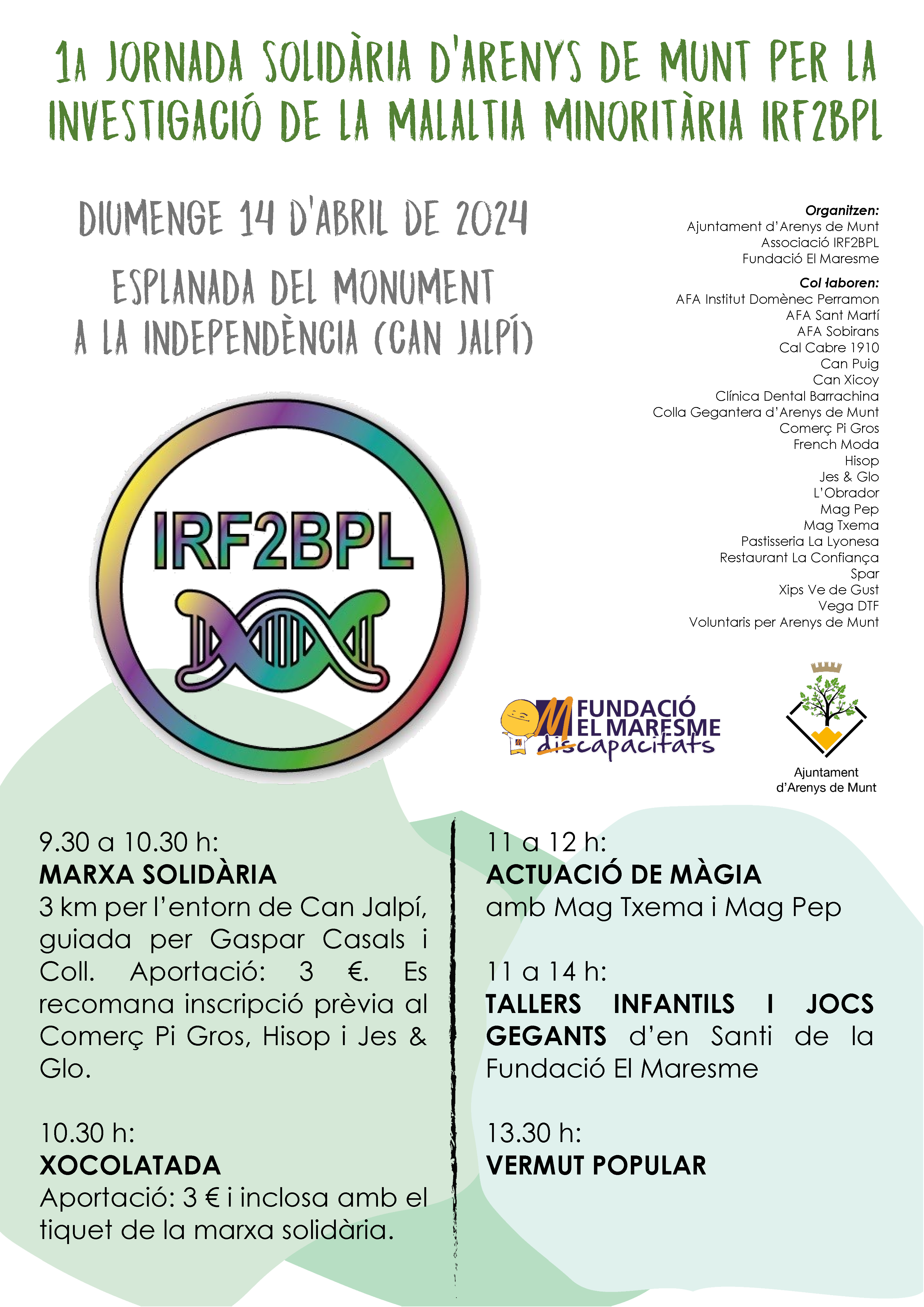Cartell 1a Jornada Solidària per la Investigació de la Malaltia Minoritària IRF2BPL (14-4-24)