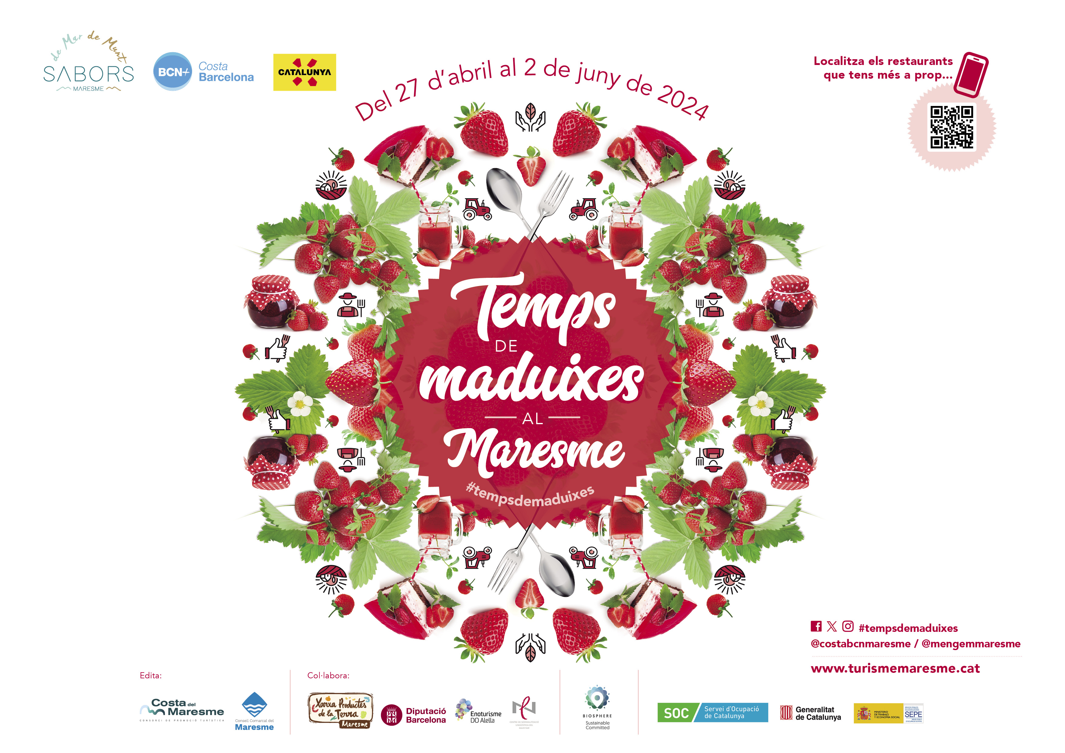 Dos restaurants i tres productors del municipi participen a les Jornades Gastronòmiques de la Maduixa d'enguany (del 27 d'abril al 2 de juny)