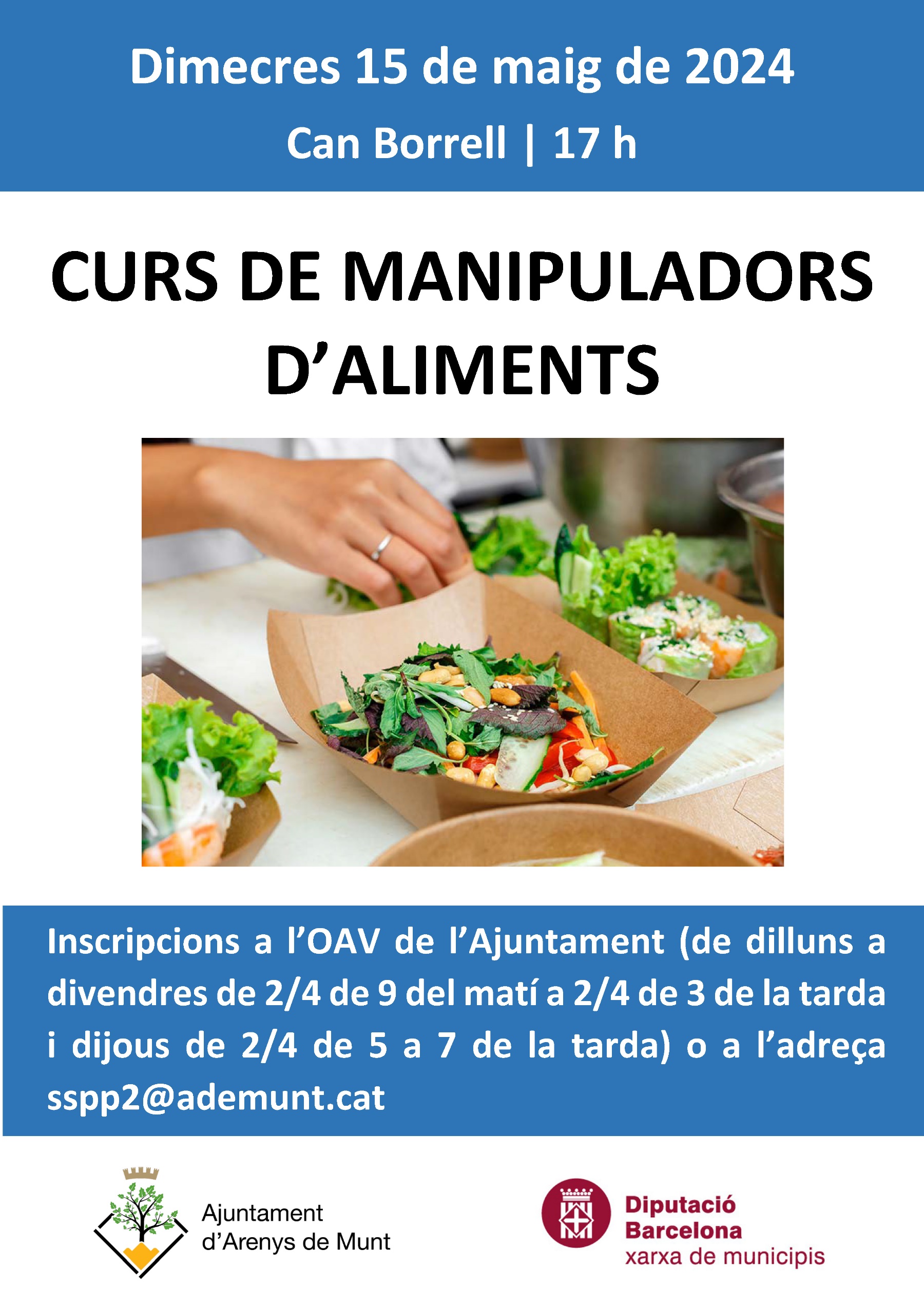 Cartell Curs de manipuladors d'aliments 15-5-24