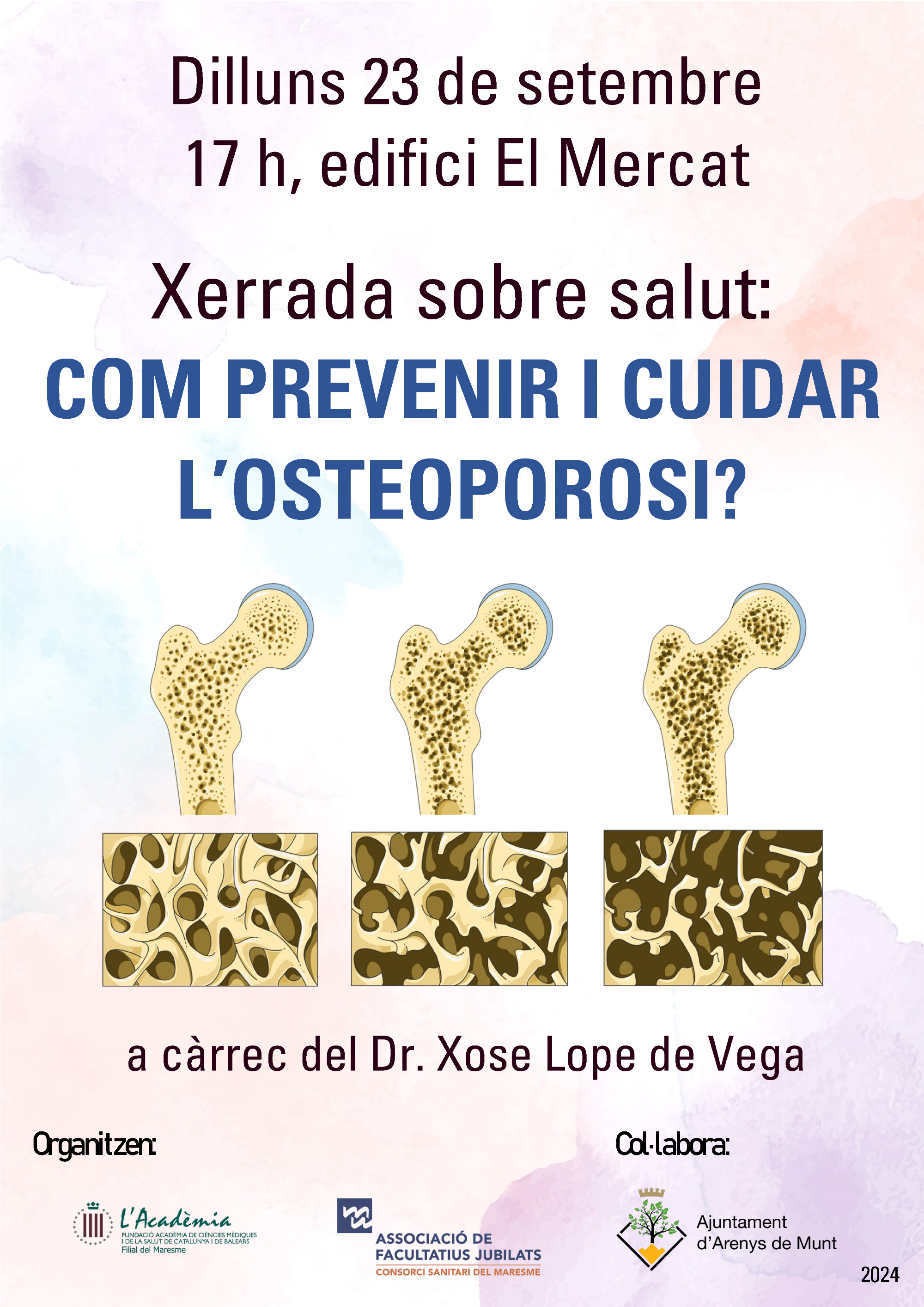 Cartell Xerrada 'Com prevenir i cuidar l'osteoporosi' 23-9-24