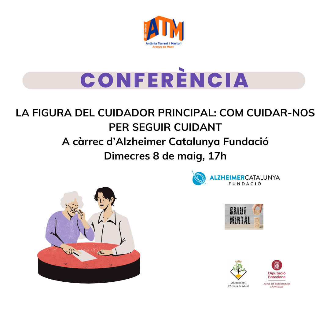 Cartell Conferència 'Com cuidar-nos per seguir cuidant' Biblioteca 8-5-24