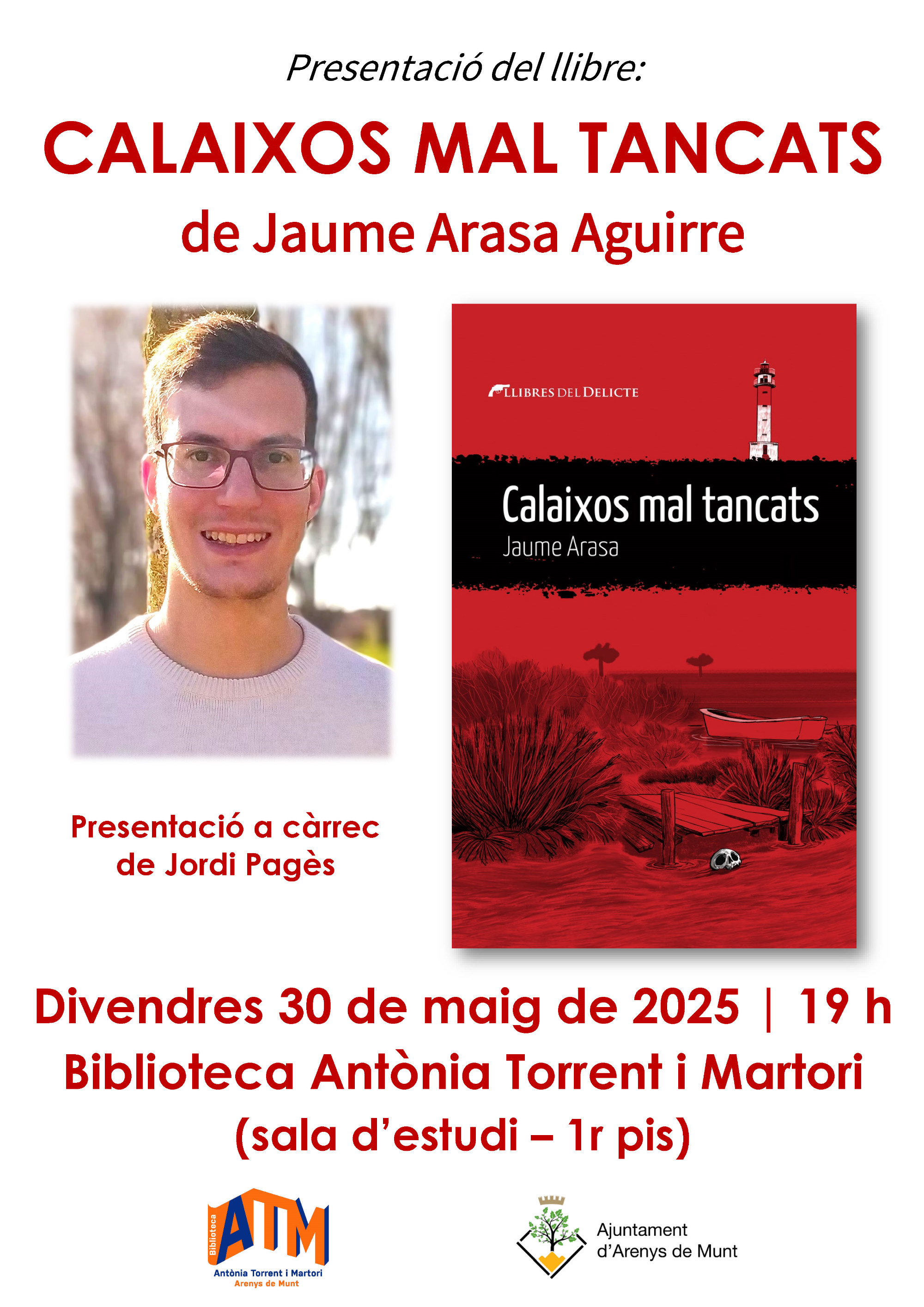 Cartell Presentació llibre 'Calaixos mal tancats' de Jaume Arasa 30-5-25
