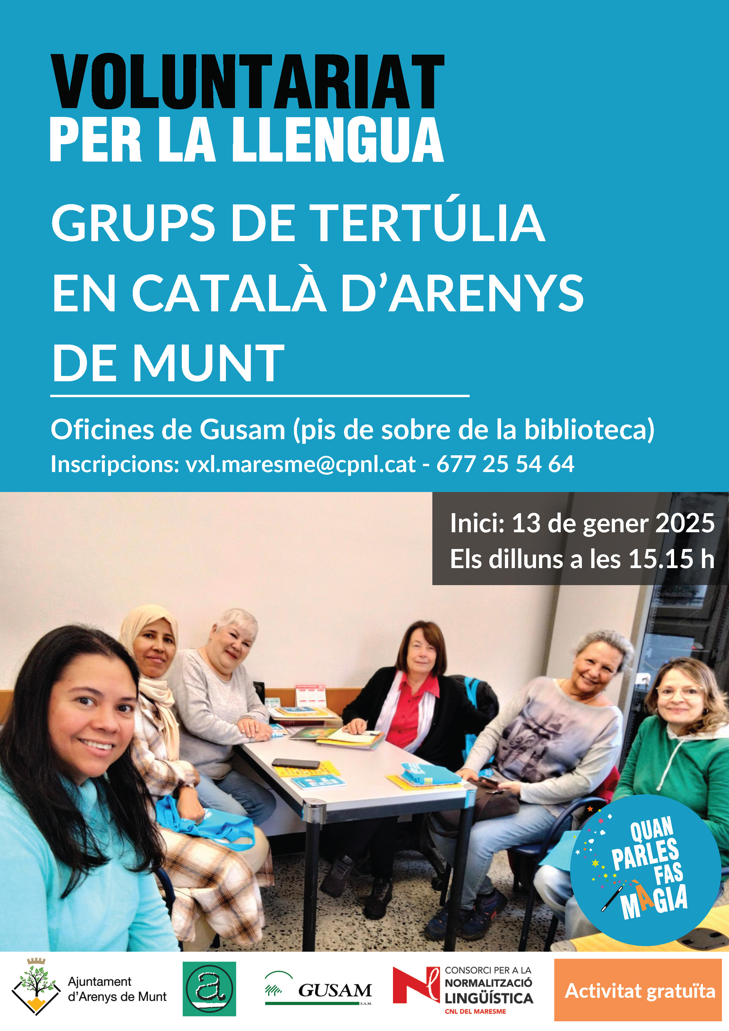 Cartell Tertúlies Voluntariat per la Llengua Arenys de Munt 2025