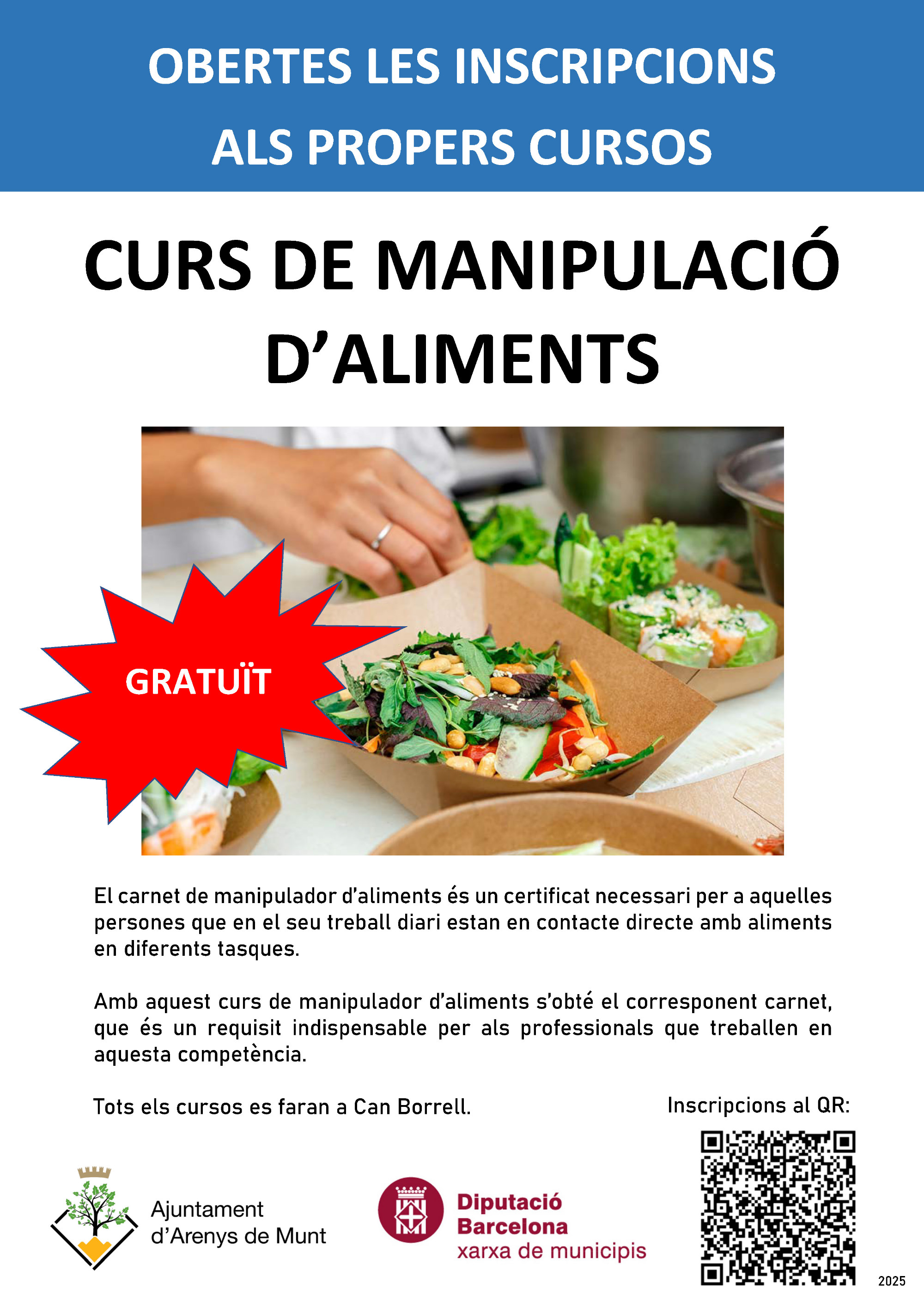 Cartell Inscripcions al curs de manipulació d'aliments 2025