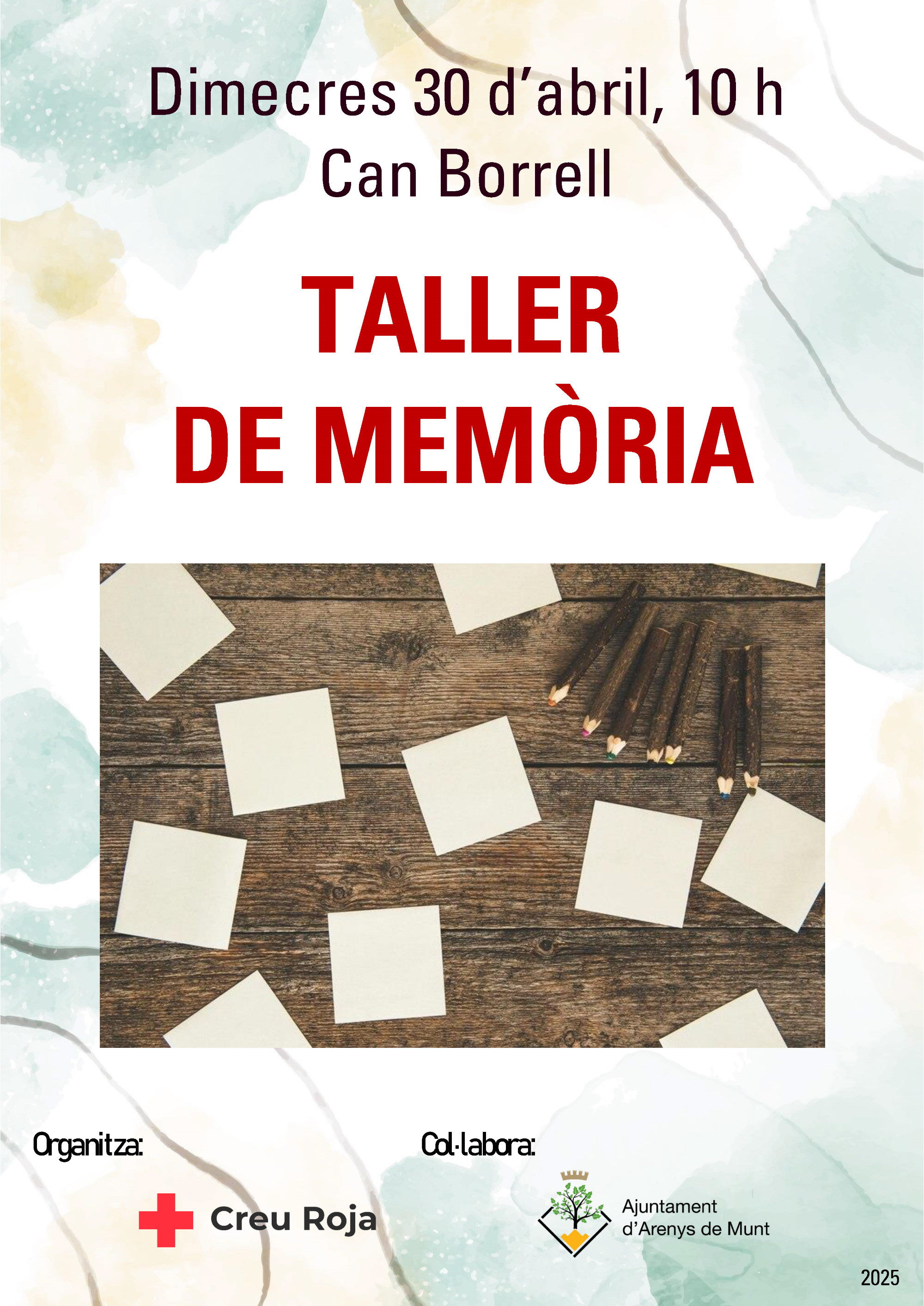 Cartell Taller de mem&ograve;ria Creu Roja 30-4-25