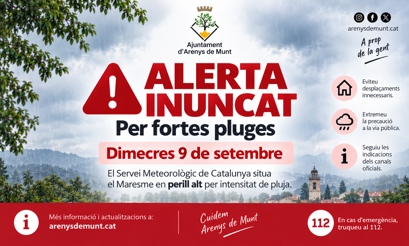 Dimecres dia 9 pluges intenses al Maresme