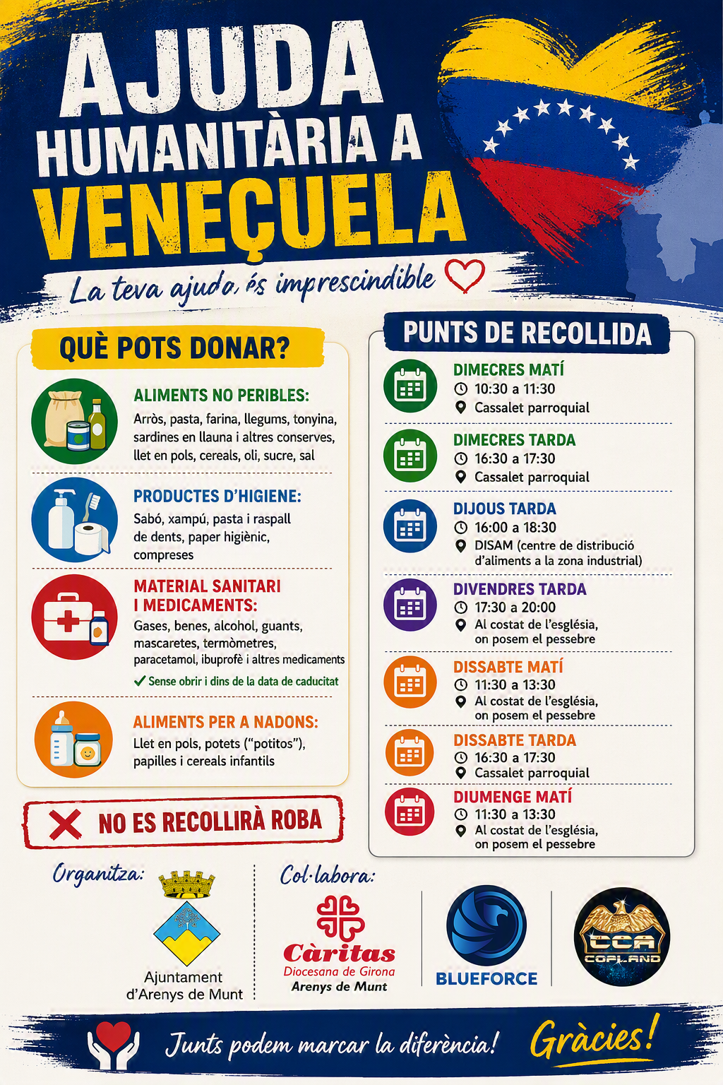Recollida d'aliments i medicaments per Vene&ccedil;uela