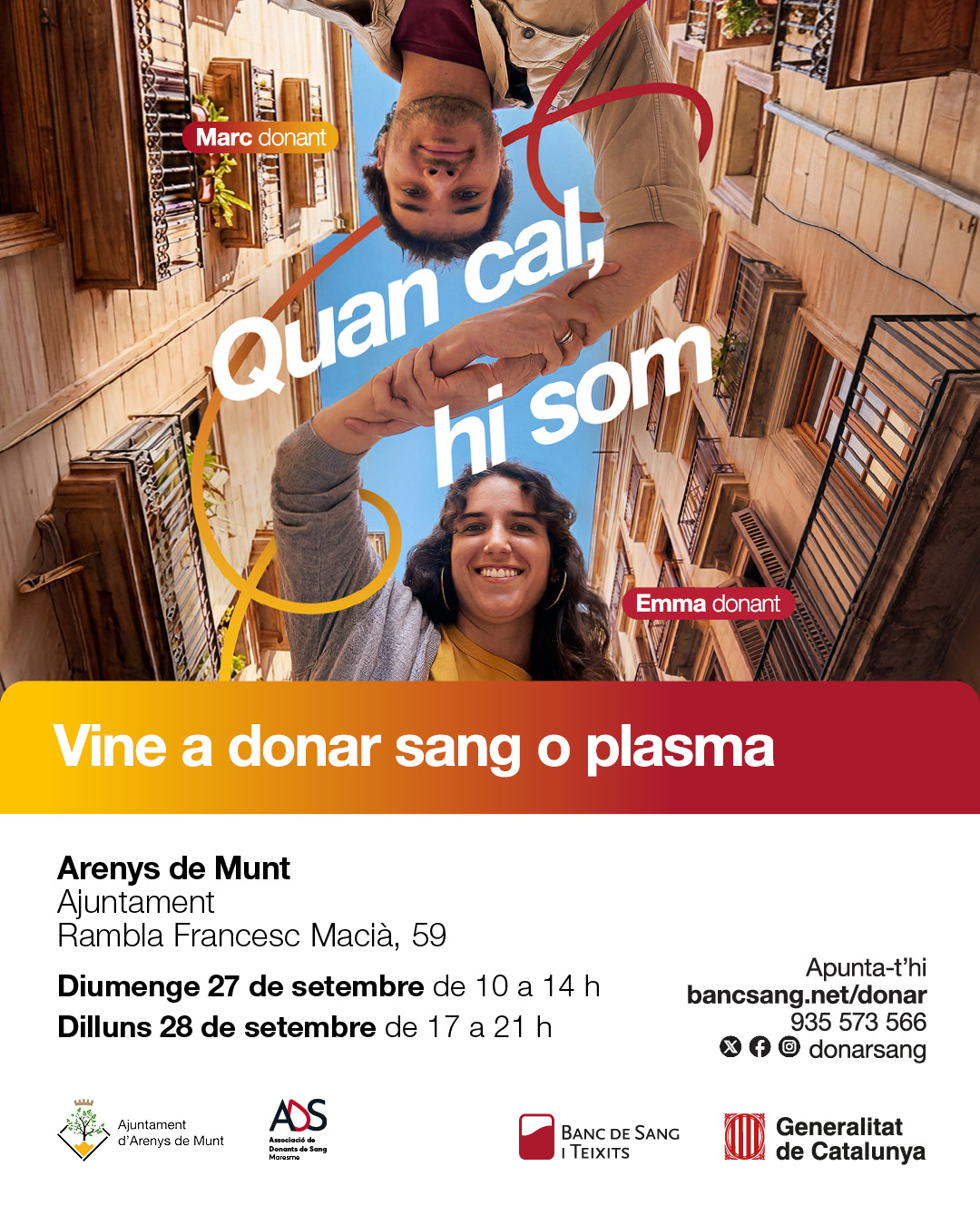 Vine a donar sang o plasma