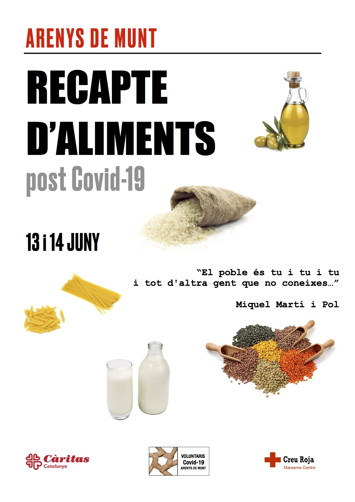 Gran Recapte d'Aliments postCOVID-19 aquest cap de setmana