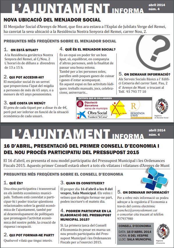 L'Ajuntament Informa núm. 4 - Abril 2014